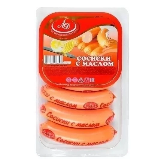 Сосиски с маслом вареные высший сорт, 325г