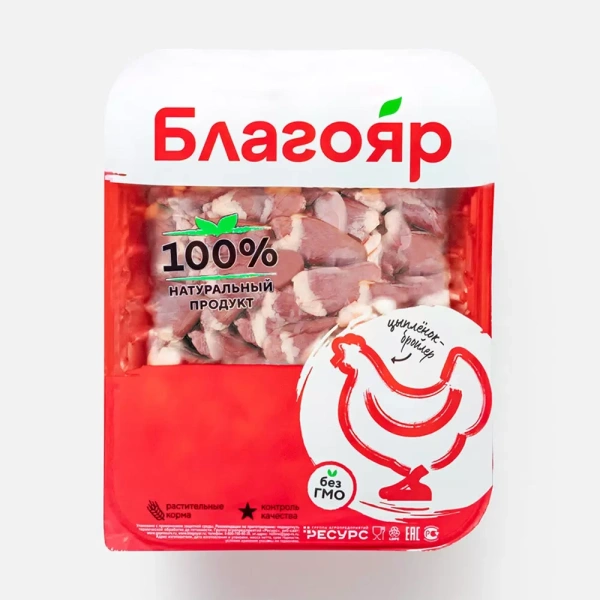 Сердце цыплят-бройлеров Благояр, охлажденное, 490г