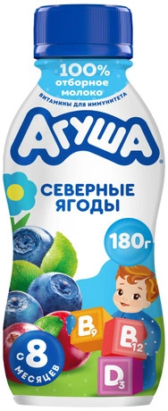 Йогурт Агуша питьевой "Северные ягоды" обогащенный, с 8 месяцев, 2,7%, 180г