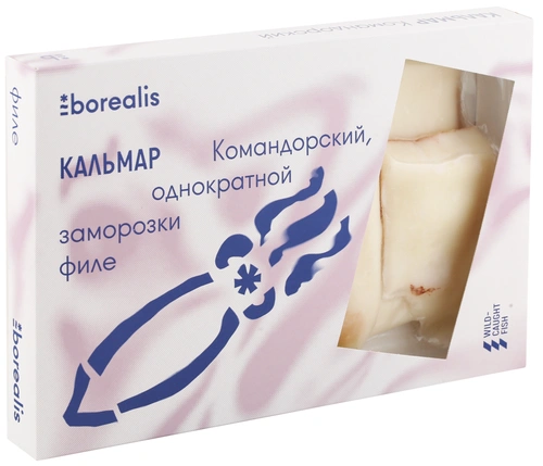 Кальмар BOREALIS командорский (тушка без кожи, замороженный), 500 г.
