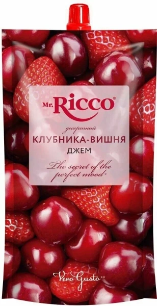 Джем десертный Mr.Ricco «Клубника-вишня» Vero Gusto, дой-пак, 300 г.