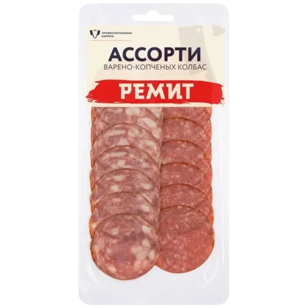 Ассортиментный набор колбас сырокопченых полусухих нарезка Ремит, 80г